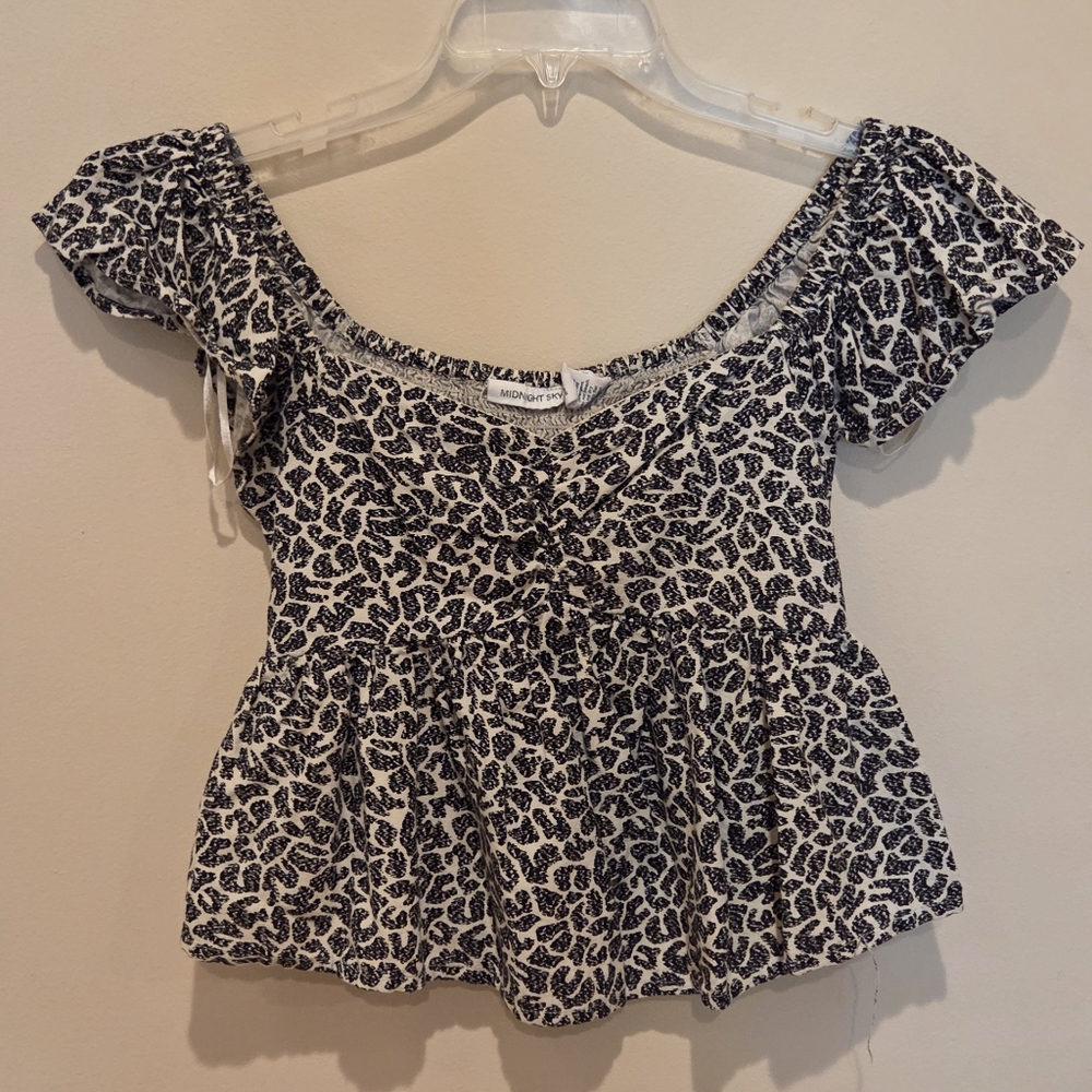 Midnight Sky Animal Print Babydoll Top
